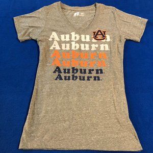 Russell Auburn Tigers V-Neck Gray Lightweight Short Sleeve Tee Women's Size M